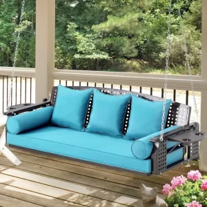 Porch Swing, with Cup Holder and 3 Back Cushions