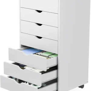7 Drawer Mobile Storage Cabinets Wooden with Wheels