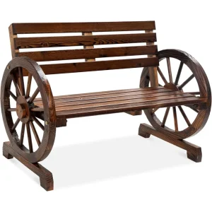 2-Person Wooden Wagon Wheel Bench