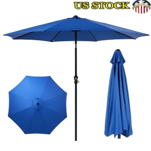 9FT Outdoor Patio Umbrella with Push Button Tilt Crank