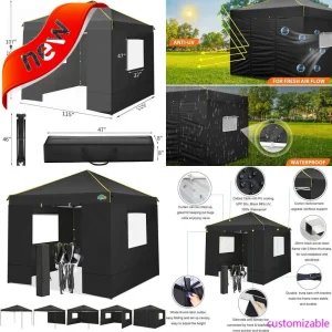 Portable 10x10 Waterproof Canopy Tent with Mesh Windows